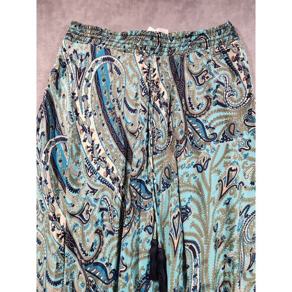 Chelsea and Theodore Maxi Skirt Women's Size XS Blue Paisley Hippie Boho Tassled - Picture 3 of 10